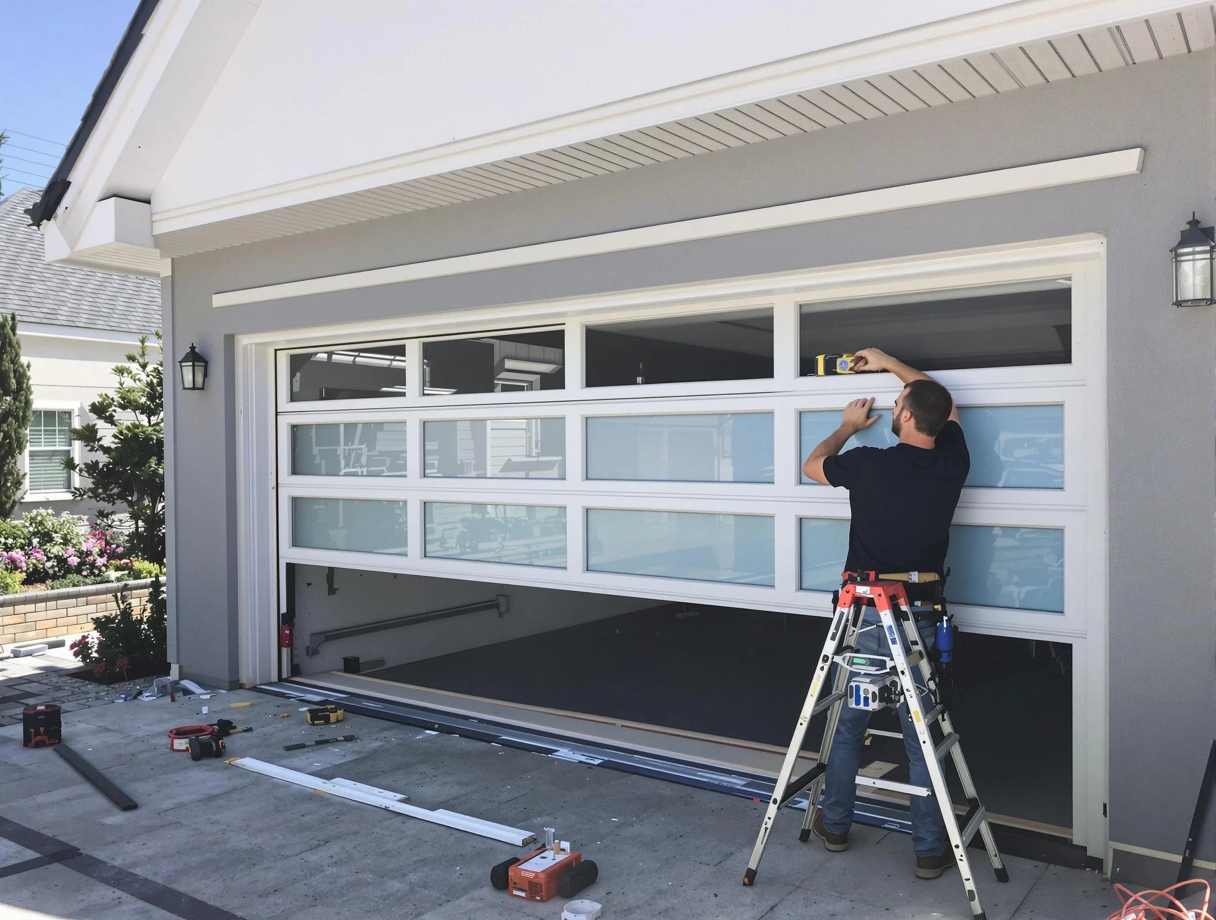 Pleasant View Garage Door Repair team performing garage door replacement in Pleasant View
