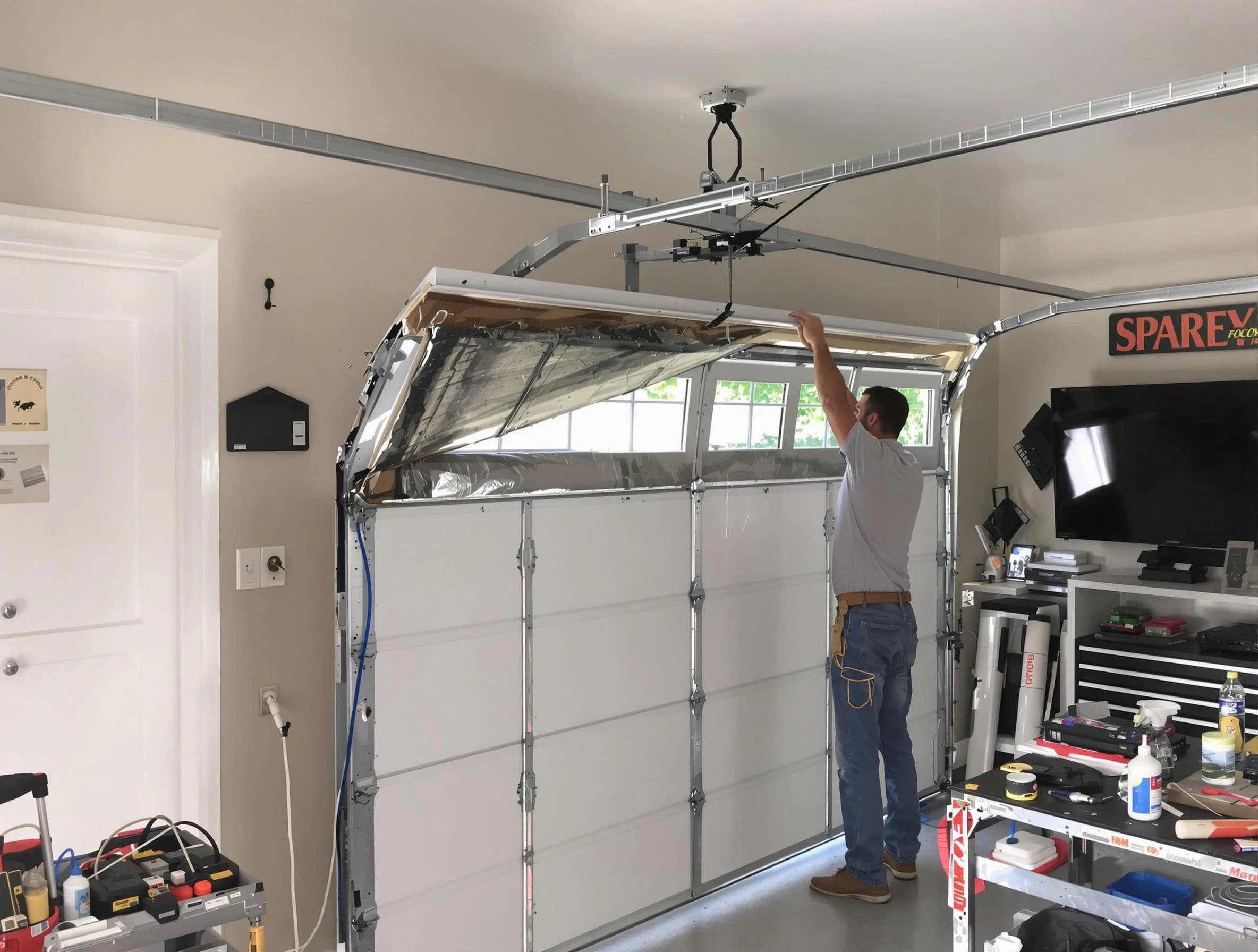 Garage door section replacement by Pleasant View Garage Door Repair in Pleasant View